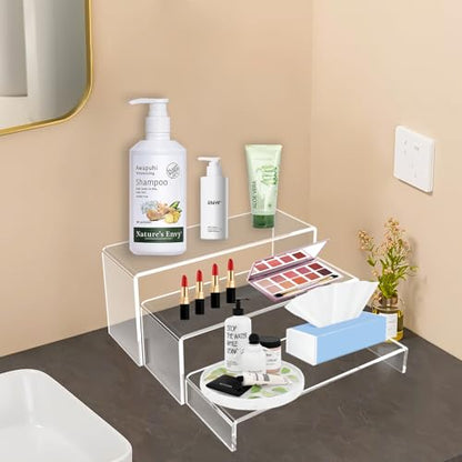 6 PCs 9 Inch Clear Acrylic Display Risers 3 Tier Stand - color: Clear 6 PCs