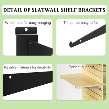 24 Pack Slat Wall Shelf Brackets with Lip, 14" Slatwall Shelf Bracket - size: 14inch-24pcs