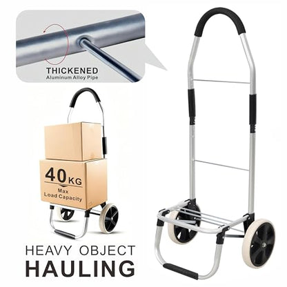 Foldable Utility Cart, 40L Rolling Shopping Cart with Wheels, Waterproof Removable Bag, Collapsible Trolley for Groceries Office Laundry Craft Show Travel (Black-2 Wheels) - color: 2 Wheels / Black