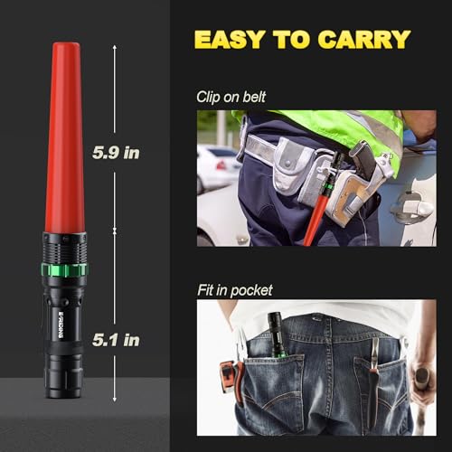 E-riding 4 Pack 11 Inch Traffic Flashlight Wand with 5 Flashing Modes - size: 11 Inch