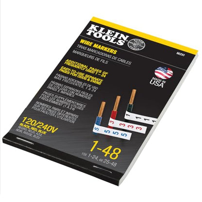 Klein Tools 56251 Wire Marker Book, 120/240V 3 Phase 1-48 - size: 1 Count (Pack of 1), style: 120/240V