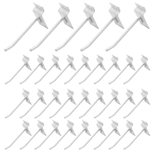 Waziaqoc 32PCS 4Inch White Slatwall Hooks - size: 4 Inch