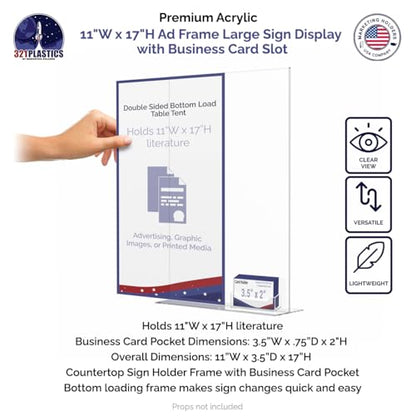 Marketing Holders 6 Pack Acrylic Sign Holder 11" x 17" Bottom Load with Card Slot Advertisement Business Display Retail Pricing Signage Restaurant Food Drink Pricing Holder Large Price Point Sign - size: 11"W x 17"H Bottom Load w/Card Slot