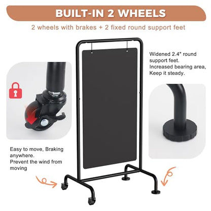 SELEAD Metal Swinging Chalkboard with Wheels, 21”x40” Large Sidewalk Board