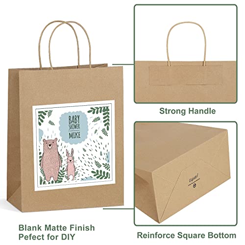 Eupako 8x4.25x10.5 Brown Paper Bags 100 Pack, Kraft Gift Bags with Handles - color: Brown - 8 Inches - 100 pcs