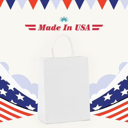 GSSUSA 600 Pack 8x4.25x10.5'' Paper Bags with Handles Bulk, White Paper Gift Bags for Small Business - color: White, size: 8x4.25x10.5 Inch (Pack of 600)