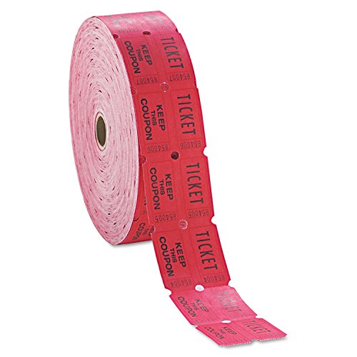 PM Company 2000 Pcs (1000 Pairs) Raffle Tickets Double Roll, 50/50 Red - color: Red
