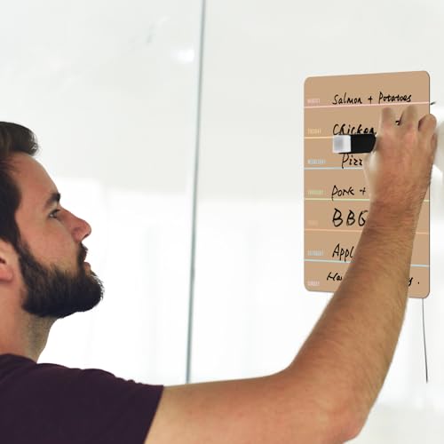Outus 2 Pieces Magnetic Weekly Dry Erase Boards Erasable, Khaki Style - style: Khaki Style