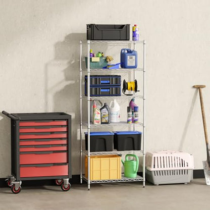 FDW | 6-Tier Wire Shelf | 23" x 13" x 59" | Chrome - color: Chrome, size: 6-Shelf No Wheels