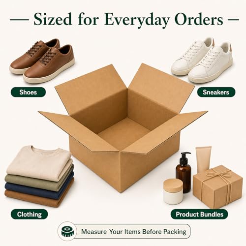 12x9x6 Brown Kraft Shipping Boxes for Small Business, 20 Pack - size: 12x9x6 Inch