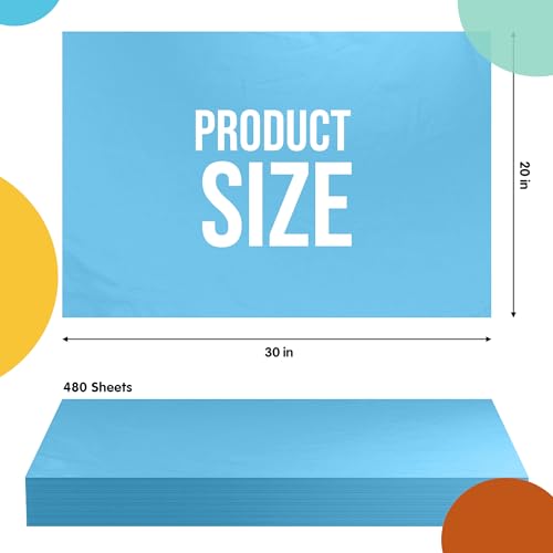 Party Solids Light Blue Tissue Paper for Gift Bags 20" X 30" 480 Sheets - color: Light Blue, size: 20" X 30"