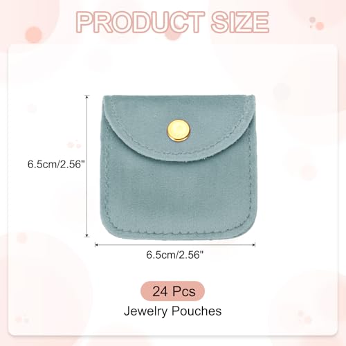 PATIKIL 3x3 Inch Velvet Jewelry Pouches, 24 Pcs Jewelry Packaging Gift Bags with Snap Button for Bracelet Necklace Rings Watch, Blue - color: Blue