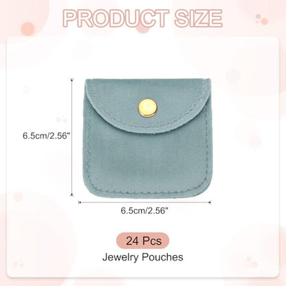 PATIKIL 3x3 Inch Velvet Jewelry Pouches, 24 Pcs Jewelry Packaging Gift Bags with Snap Button for Bracelet Necklace Rings Watch, Blue - color: Blue