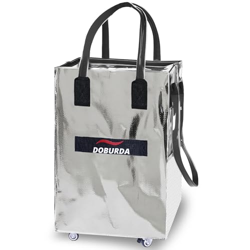 Reusable Grocery Bag On Wheels,Rolling Tote, Shopping Trolley, Rolling Duffle bag,Collapsible Grocery Bag Tote - color: Silver