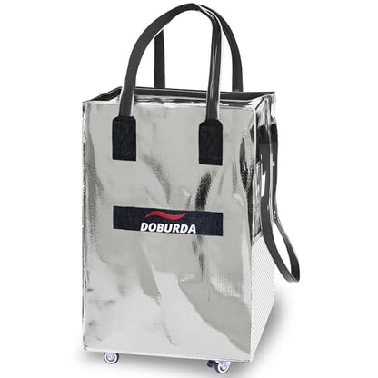Reusable Grocery Bag On Wheels,Rolling Tote, Shopping Trolley, Rolling Duffle bag,Collapsible Grocery Bag Tote - color: Silver