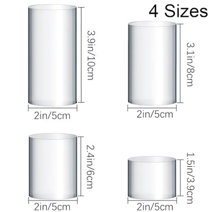 Hacaroa 4 Pcs Acrylic Cylinder Risers Display Stand, Clear Polished Round Display Blocks Transparent Photo Props, Mini Solid Pedestal Base for Jewelry, Perfumes, Figurines, 4 Sizes