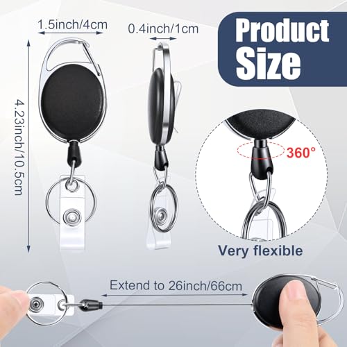 Laumoi 350 Pcs Retractable Badge Holder Reel with Belt Clip Key Ring,None - color: Black