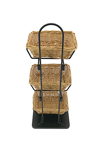 FixtureDisplays® Mini 3 Tier Wicker Basket Organizer Stand for Tabletop Display, 8.3 X 8.3 X 22.5" 119999-NPF