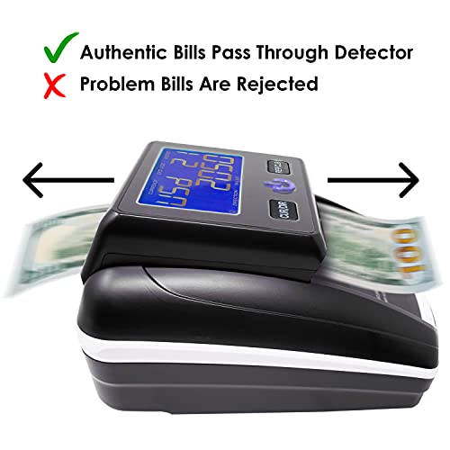 Nadex V45 Counterfeit Detector Terminal with Value Monitor – Pass Through Infrared and Magnetic Detector Sensors Flags Counterfeit Bills Banknotes - Clear TFT Screen Displays Total and Error Codes