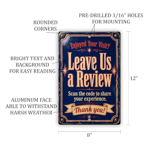 Leave Us a Review Vintage Enamel Business Sign - style: Leave Us a Review