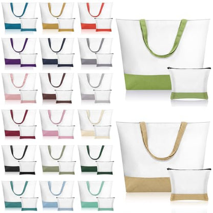 Sanwuta Blank Canvas Tote Bags Makeup Bags, Muted Hues Set, 40 Pcs - color: Muted Hues Set