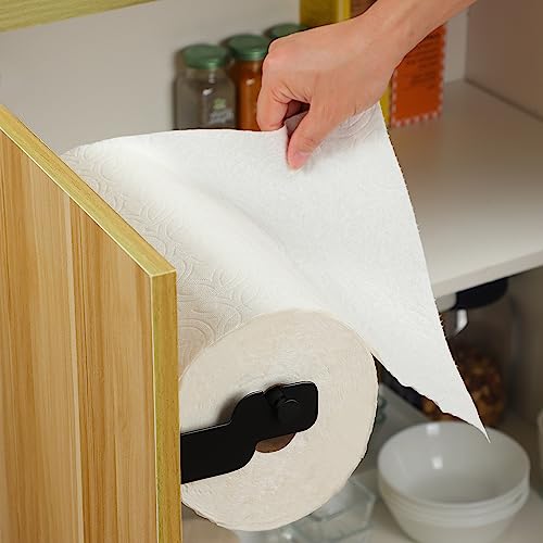 Zunto Black Under Cabinet Paper Towel Holder - Stainless Steel - color: Matte Black/Cabinet Door