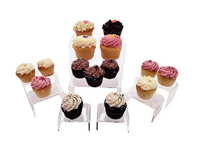888 Display USA® 3 Piece set Clear Acrylic Jewelry Display Risers Showcase Fixtures Bakery shop Medium Riser Set
