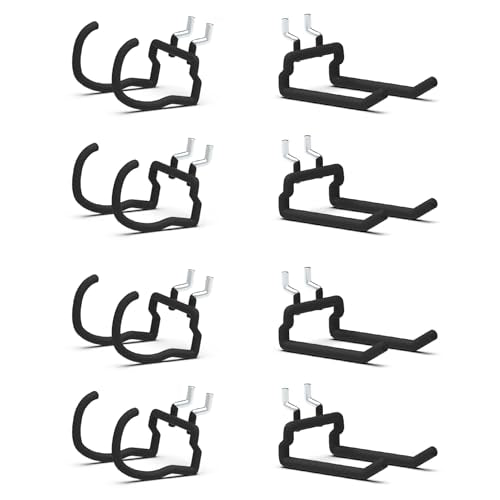 HUHOLE 8 Pack Pegboard Drill Holder Utility Hooks for 1/4 Inch Pegboard
