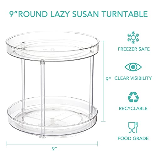 URALFA 2 Tier Lazy Susan Turntable, 9 Inch Clear Organizer for Cabinet - size: 9 Inch / 2 Tier / 1 Pack