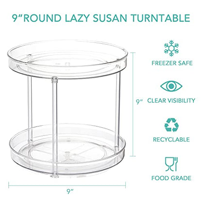 URALFA 2 Tier Lazy Susan Turntable, 9 Inch Clear Organizer for Cabinet - size: 9 Inch / 2 Tier / 1 Pack