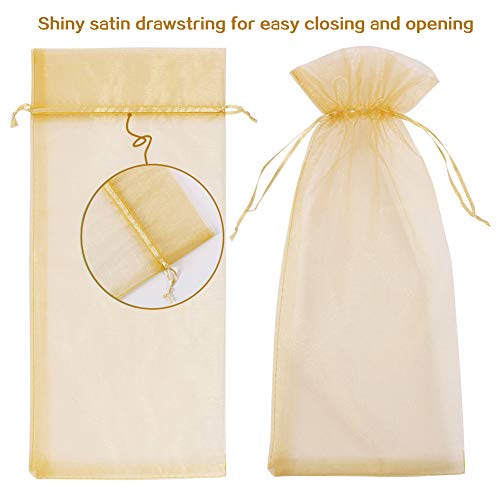 HRX Package 30pcs Mesh Organza Wine Bags for Gift Giving (Gold) - color: Gold