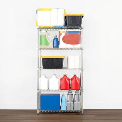 SafeRacks NSF 5-Tier Heavy Duty Steel Wire Shelves (14"x30"x60") - color: Silver, size: 14"x30"x60" 5-Tier