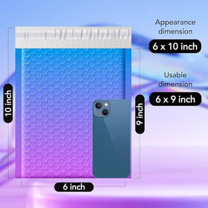 Fuxury Cute Design Bubble Mailers 6x10" 100 Pack Opaque Padded Envelopes - color: BluePurple, size: 6x10" 100PC