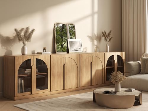 BELLEZE Bijou 4-Piece Modular Sideboard Buffet Cabinet - Camel - color: Bijou Camel Aabb