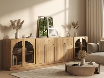 BELLEZE Bijou 4-Piece Modular Sideboard Buffet Cabinet - Camel - color: Bijou Camel Aabb