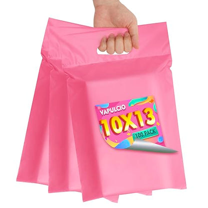 Poly Mailers 10x13 Inch, 100 Pack, Pink Self-Seal Handle Bags - color: HandlePink, size: 10x13 Inch 100 Pcs