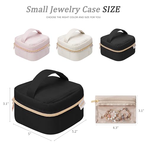 KarSyon Travel Jewelry Case Organizer Boxes with 8 Velvet Zipper Pouches - color: Black, size: Small
