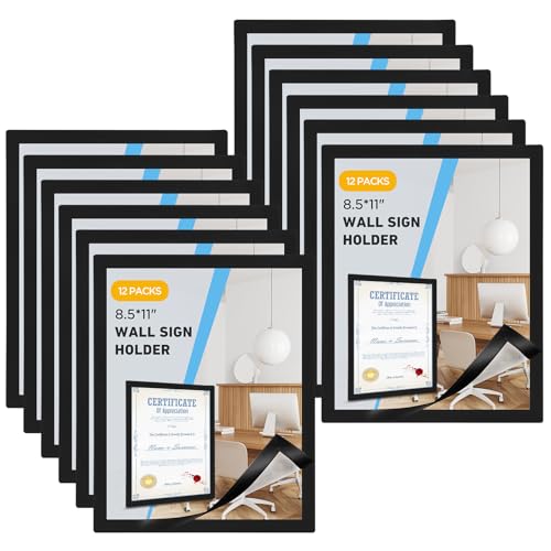 12 Pack Magnetic Sign Holder 8.5 x 11 inches with Magnetic Border - color: 12 Pack Black, size: 8.5 x 11