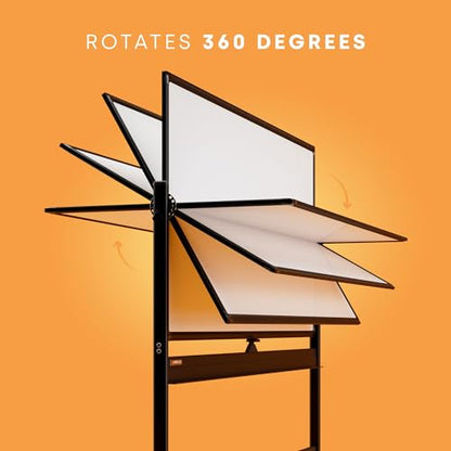 Kamelleo Rolling Whiteboard on Wheels 70" x 36", Double Sided White Board - color: Jet Black, size: 70x36