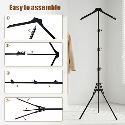 2 Pack Adjustable Shirt Display Stand 32-63", Metal Mannequin Torso Rack - color: Black-2pcs