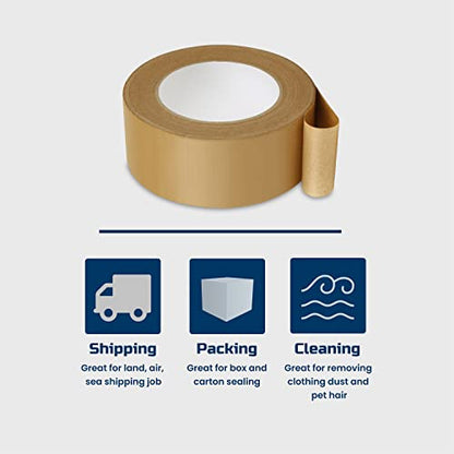 Lichamp Kraft Packing Tape, Brown Kraft Gummed Tape for Packing Boxes, Shipping Cardboard and Carton Sealing, 6 Rolls x 2 inch x 55 Yard x 7 mil, B206BN (Pack of 3) - size: 2 inches (Pack of 3)