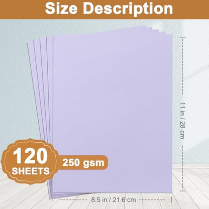 Silunkia 120 Sheets Light Purple Cardstock 8.5 x 11 Certificate Paper 92lb - color: Light Purple, size: 120 Sheets