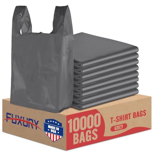 Fuxury 10000 (10K) Count Plastic T-shirt Bags Plain Grey - color: Plain Grey, size: 10000 Count