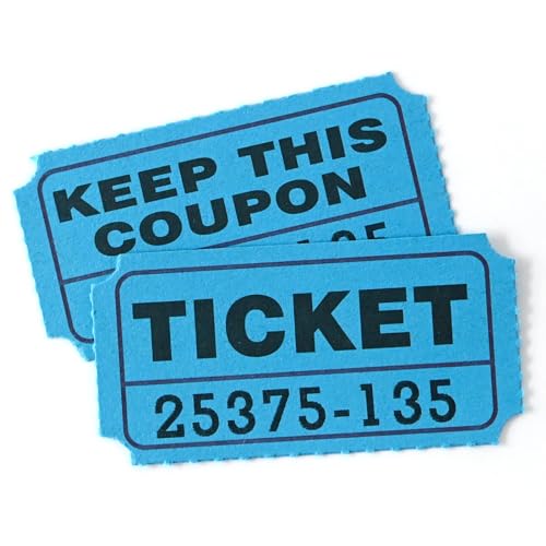 DGBDPACK 200 Raffle Tickets, 50/50 Double Ticket, Bold Numbers for Easy Reading, Ticket for Events,Class Reward & Prizes -Blue (Pack of 2) - size: 200-Blue (Pack of 2)