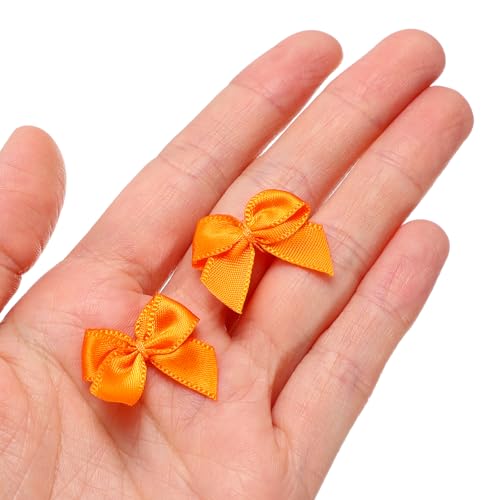 MECCANIXITY Mini Ribbon Bow 1" Mini Fabric Flower Bows Dark Orange 150Pcs - color: Dark Orange