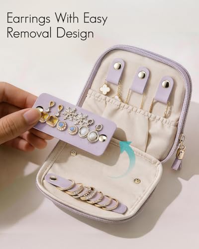 VLANDO 2-Layer Jewelry Organizer for Travel,Rings,Earrings,Necklaces - color: Mist Purple
