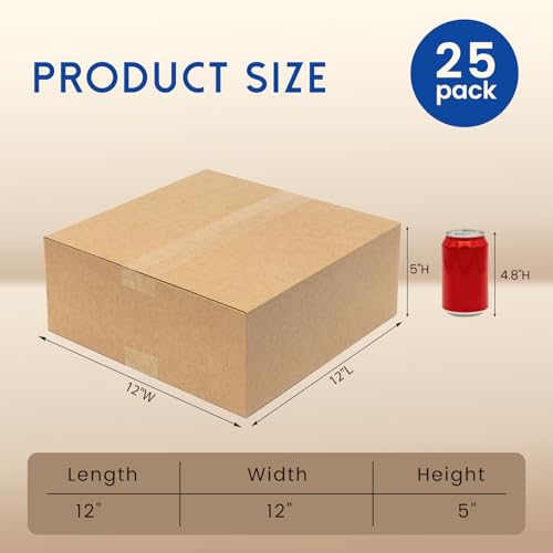 Mefleet 12x12x5" Shipping Boxes 25 Pack Corrugated Cardboard Box Brown - size: 12x12x5 inches (25 Pack)