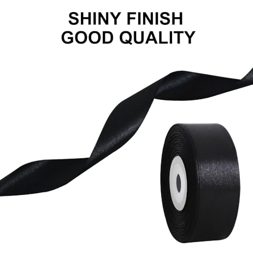 TONIFUL Satin Ribbons Black 1 Inch 25 Yard for Gift Wrapping and Crafts - color: Black, size: 1 inch wide