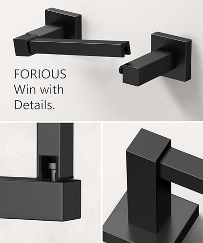 FORIOUS Commercial Toilet Paper Holder Wall Mount Bathroom Tissue Holder - color: Matte Black