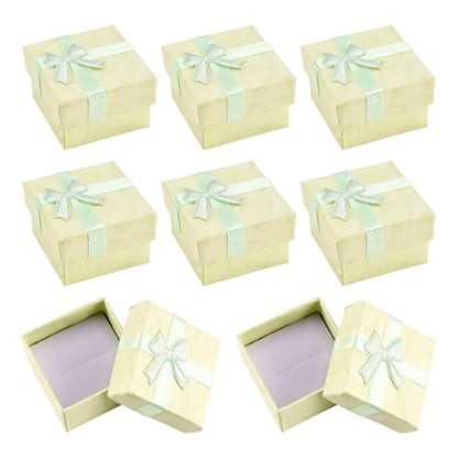 Craftdady 12Pcs Square Ring Jewelry Boxes 1.59 x 1.59x 1.02 Inch Cardboard Earring Necklace Pendant Present Jewelry Boxes with Bowknot Small Packing Boxes for Bracelet Jewelry Display (Light Green) - color: Light Green
